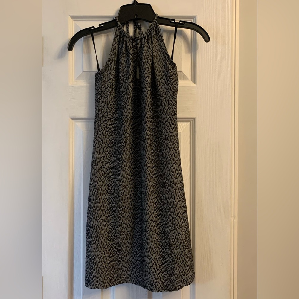 Black & Gray Halter Neck Printed Women’s Dress